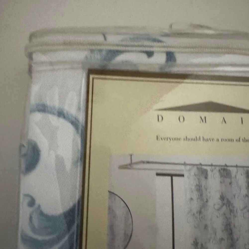Domain Anne Marie Blue and White Shower Curtain New in Package 72 x 72 inches